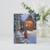 De Cabine van de sneeuw met de Vogels van Kerstmis Feestdagenkaart (Staand voorkant)