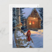 De Cabine van de sneeuw met de Vogels van Kerstmis Feestdagenkaart (Voorkant / Achterkant)
