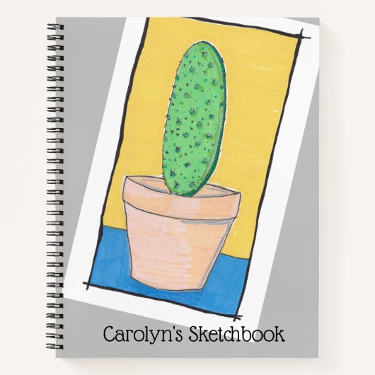 De cactus. Naïeve kunst van een prik. Je naam Notitieboek (Voorkant)