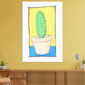 De cactus - naïeve kunst - woestijn peuk canvas afdruk (Insitu (Woonkamer))