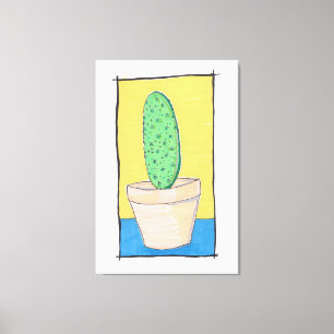 De cactus - naïeve kunst - woestijn peuk canvas afdruk