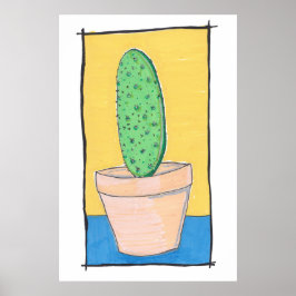 De cactus - originele tekening, eenvoudig en kronk poster