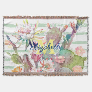 De cactus van de waterverf, bloemen en deken