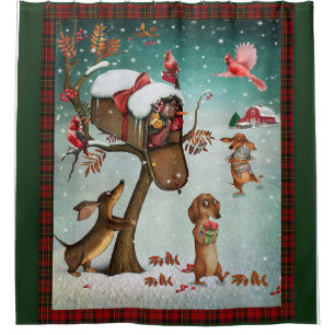 De cadeaus voor Dachshund-honden voor vrolijk kers Douchegordijn