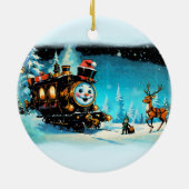 De cadeautrein - Kerstscène Keramisch Ornament (Achterkant)