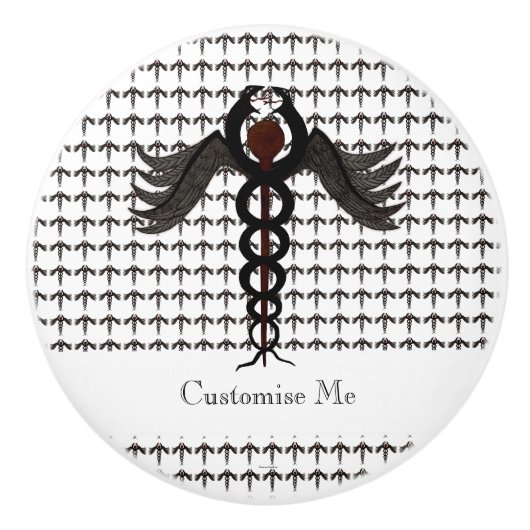 De Caduceus (ondergedompeld) Keramische Knop (Voorkant)