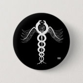 De Caduceus Ronde Button 5,7 Cm (Voorkant)