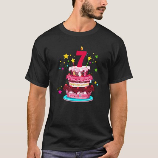 De Cake 7th Birthday 7 Yrd Old Birthday Boys G T-shirt (Voorkant)