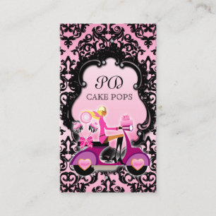 De cake knalt het Zwarte Roze van de Autoped van Visitekaartje
