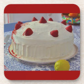 De Cake van de aardbei Bier Onderzetter (Voorkant)