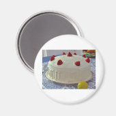 De Cake van de aardbei Magneet (Voorkant / Achterkant)