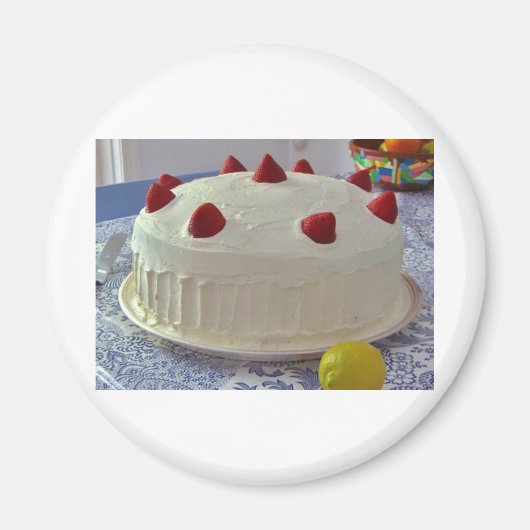 De Cake van de aardbei Magneet (Voorkant)
