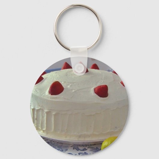 De Cake van de aardbei Sleutelhanger (Voorkant)