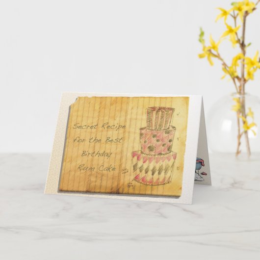 De Cake van de Rum van de verjaardag Kaart (Gele Bloem)