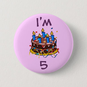 De cake van de verjaardag ronde button 5,7 cm