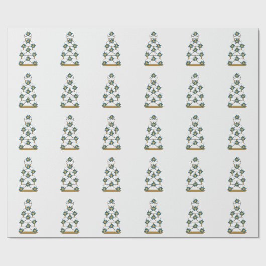 De Cake van het huwelijk in Blauwgroen en Goud op  Cadeaupapier (Vlak)