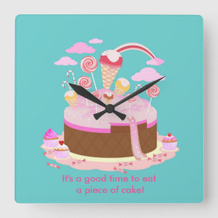 De cake van het snoep en van de chocolade voor vierkante klok
