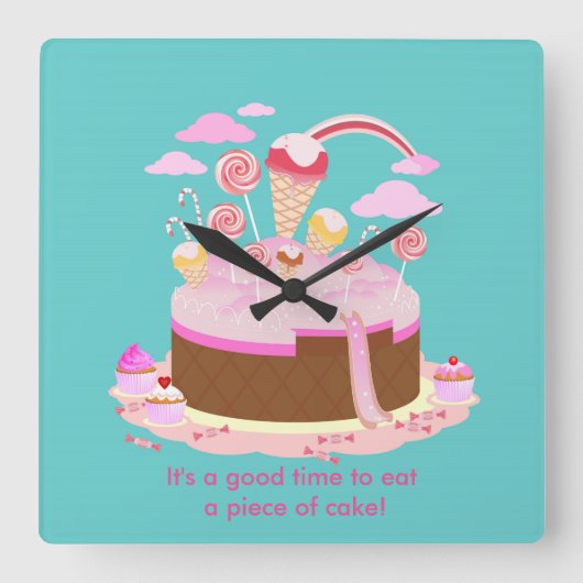 De cake van het snoep en van de chocolade voor vierkante klok (Voorkant)
