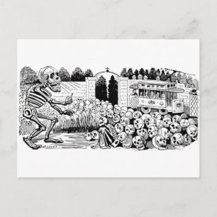 De Calavera van de Trolley Cars c. 1907, Mexico Briefkaart