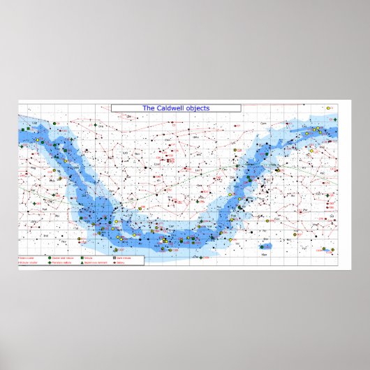 De Caldwell Catalog Star Chart Poster (Voorkant)