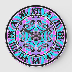 De caleidoscoop van het neon, mandala grote klok