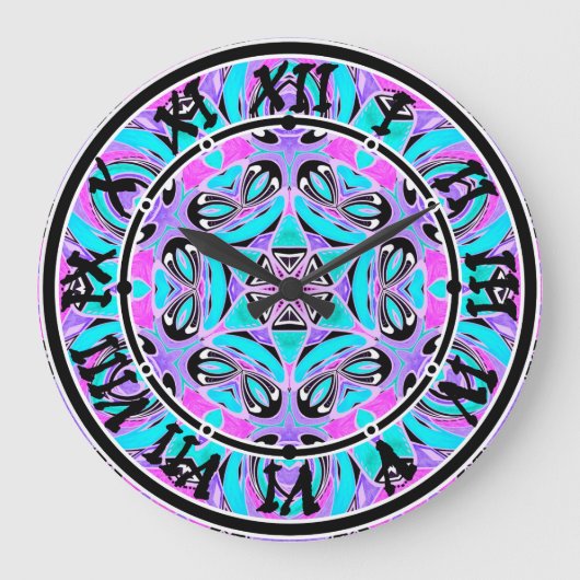 De caleidoscoop van het neon, mandala grote klok (Voorkant)