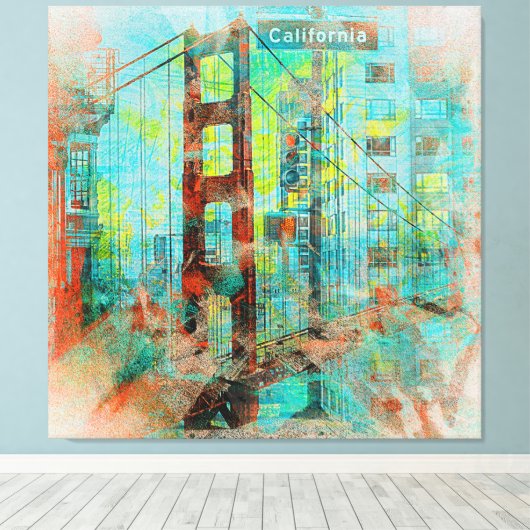 De California Love Bridge van San Francisco Canvas Afdruk (Insitu (Houten vloer))