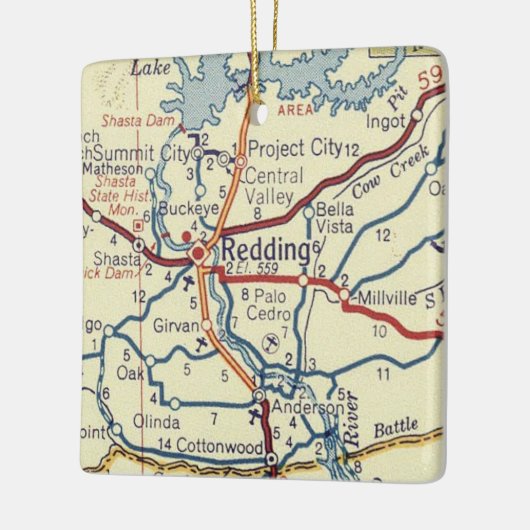 De Californische  kaart tekenen Keramisch Ornament (Links)