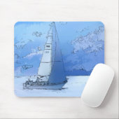 De Calm Blue Waters op de markt brengen - Sailboat Muismat (Met muis)