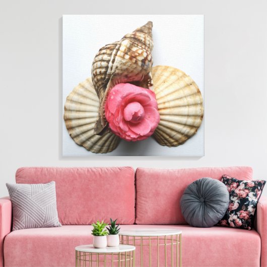 De Camellia en de Shells Canvas Afdruk (Insitu (Woonkamer))