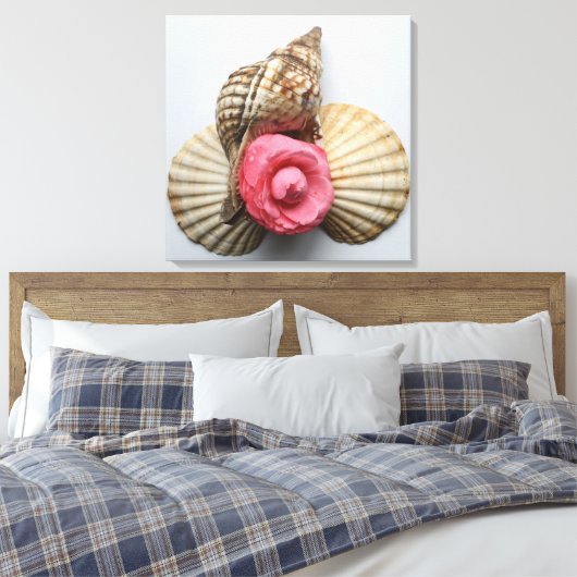 De Camellia en de Shells Canvas Afdruk (Insitu (Slaapkamer))