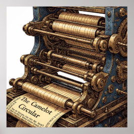 De Camelot Circular: Ingewikkelde Drukpers Poster