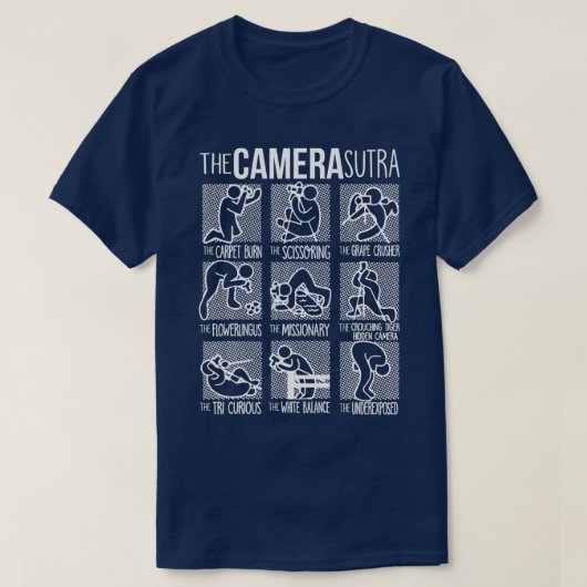 De camera sutra Funny fotografe camera T-shirt (Design voorkant)