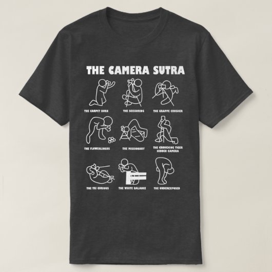 De camera Sutra Kamasutra fotograaf Cameraman T-shirt (Design voorkant)