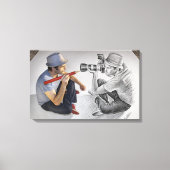 De Camera van het potlood Vs - 3D Spiegel Canvas Afdruk (Voorkant)
