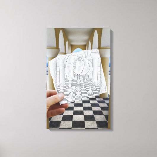 De Camera van het potlood Vs - Checkmate Canvas Afdruk (Voorkant)