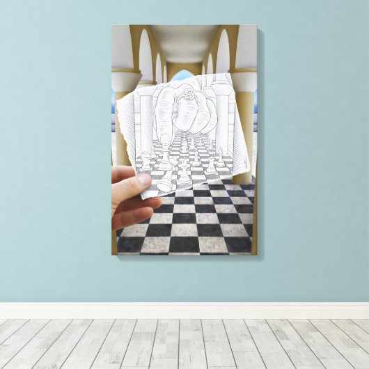 De Camera van het potlood Vs - Checkmate Canvas Afdruk (Insitu (Houten vloer))