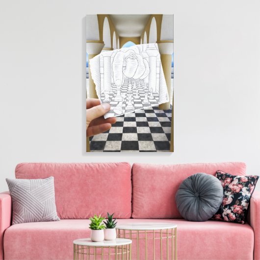 De Camera van het potlood Vs - Checkmate Canvas Afdruk (Insitu (Woonkamer))