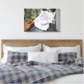 De camera van het potlood Vs - de Tram van Lissabo Canvas Afdruk (Insitu (Slaapkamer))