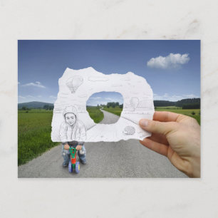 De Camera van het potlood Vs - het Kind die speelt Briefkaart