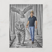 De Camera van Potlood Vs - Tijger, Owl, Man Briefkaart (Voorkant)