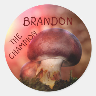 De campion met de champignon ronde sticker