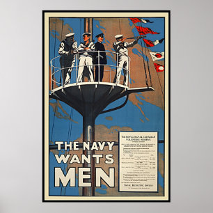 De Canadese marine wil Mannen Vintage WW2 Poster