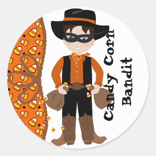 De Candy Corn Bandit Ronde Sticker (Voorkant)