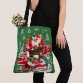 De Canvas tas van de vrolijke kerstdame (Dichtbij)