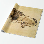 DE CAPE LION LYING DOWN, door Rembrandt Sepia, Bla Cadeaupapier (Uitgerold)