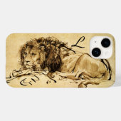 DE CAPE LION LYING DOWN, Sepia, Black Monogram Case-Mate iPhone Case (Achterkant (horizontaal))
