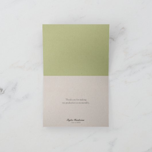 De capricieuze Afstuderen danken u: Groen Bedankkaart (Binnen)