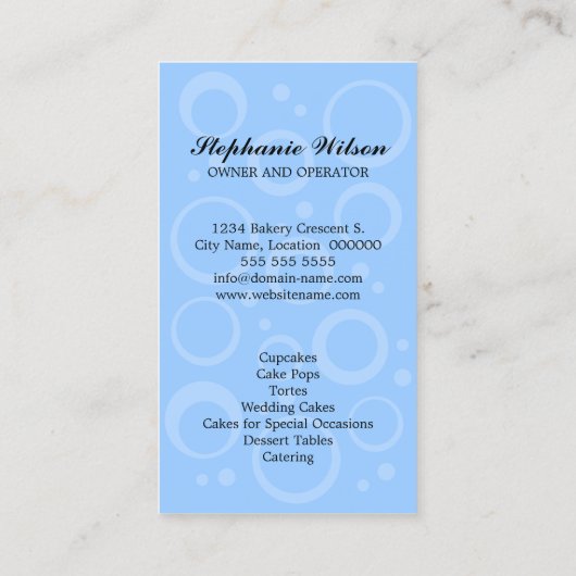 De capricieuze Bakkerij van Cupcake van de Kers Visitekaartje (Achterkant)
