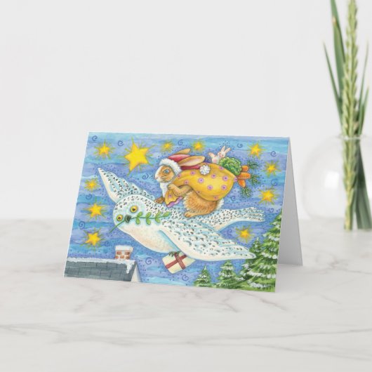 De capricieuze Kerstkaart van het Konijntje Feestdagen Kaart (Voorkant)